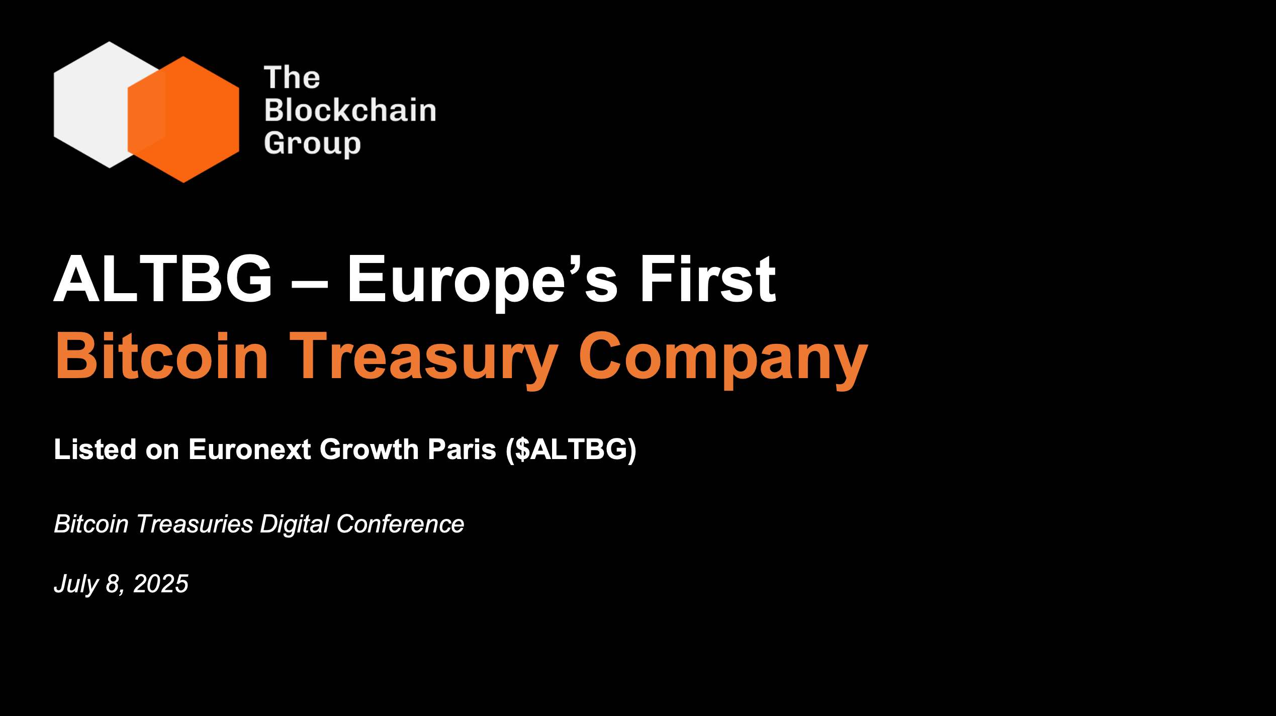 Bitcoin Treasuries Digital Conference – ALTBG Keynote